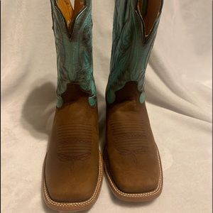 Teal/Tan Unisex Square toe Boots